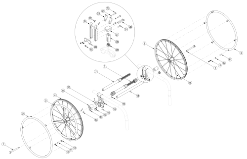 Rogue2 / Rogue Xp 24 One Arm Drive Quick Release - Poly Coated Drive Handrim parts diagram