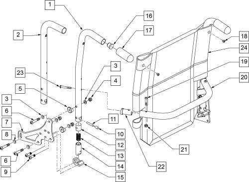 Trad Rehab Folding Backrest parts diagram