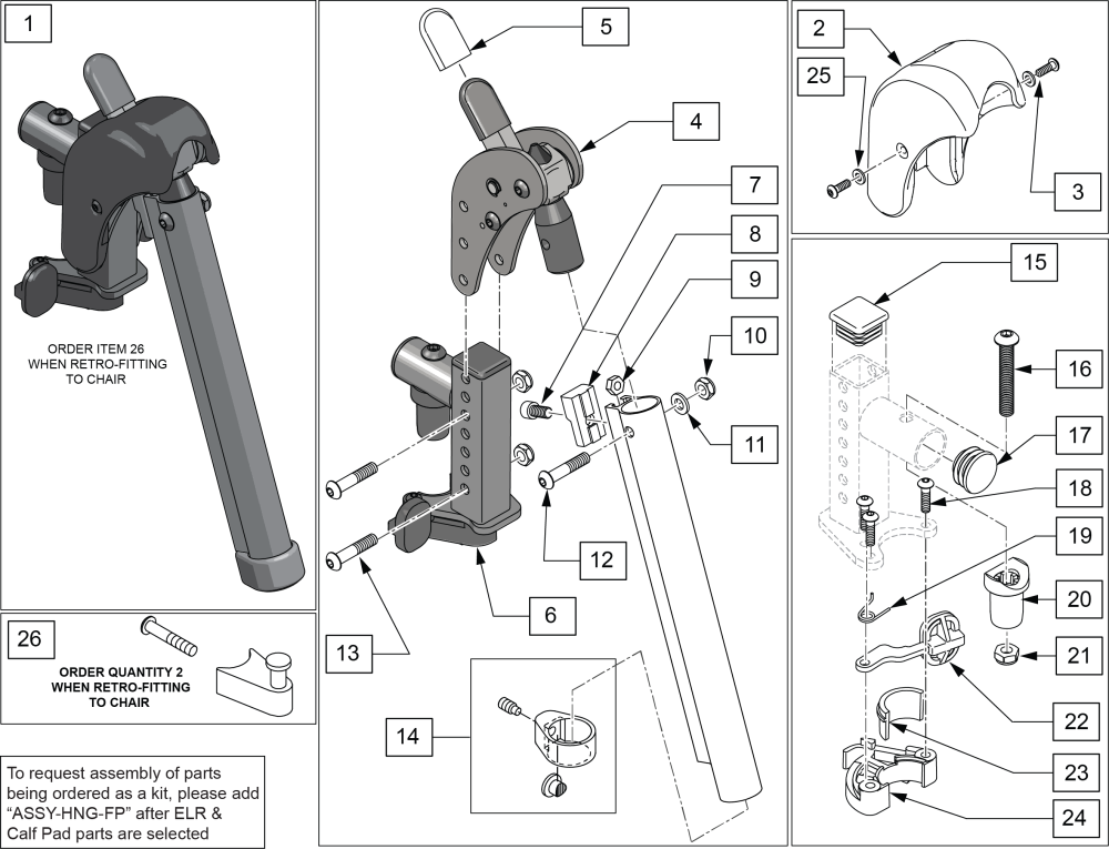 Extension Mount Elr Replacement Parts (latch Stud Style) (disc. 2/6/17) parts diagram