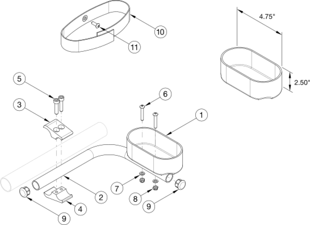 Rigid Cane And Crutch Holder parts diagram