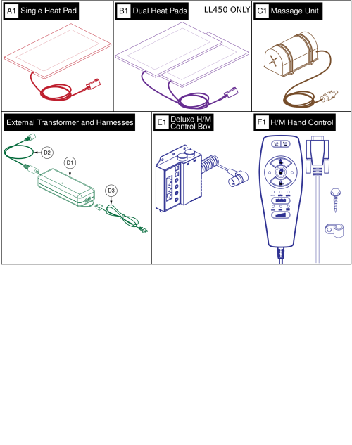 Heat And Massage - Deluxe Pkg Single Motor parts diagram