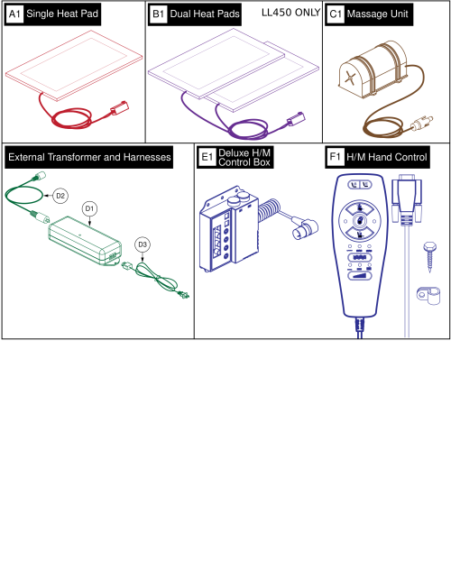 3. Heat And Massage - Deluxe Pkg Single Motor parts diagram