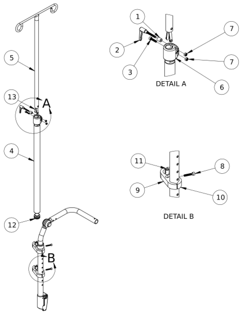 Tilt Iv Pole parts diagram