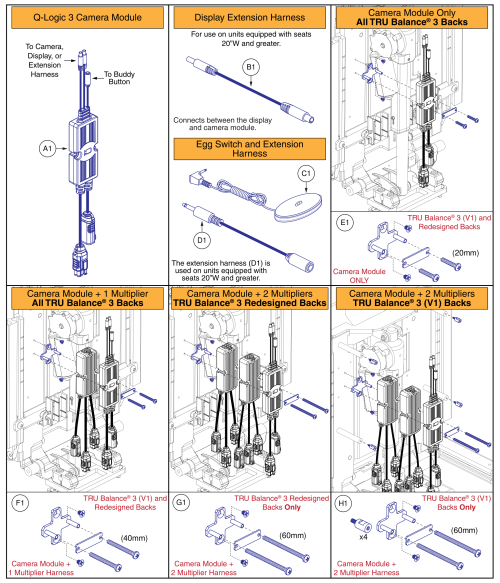 Quantum Backup Camera Module, Harnesses, And Mounts parts diagram