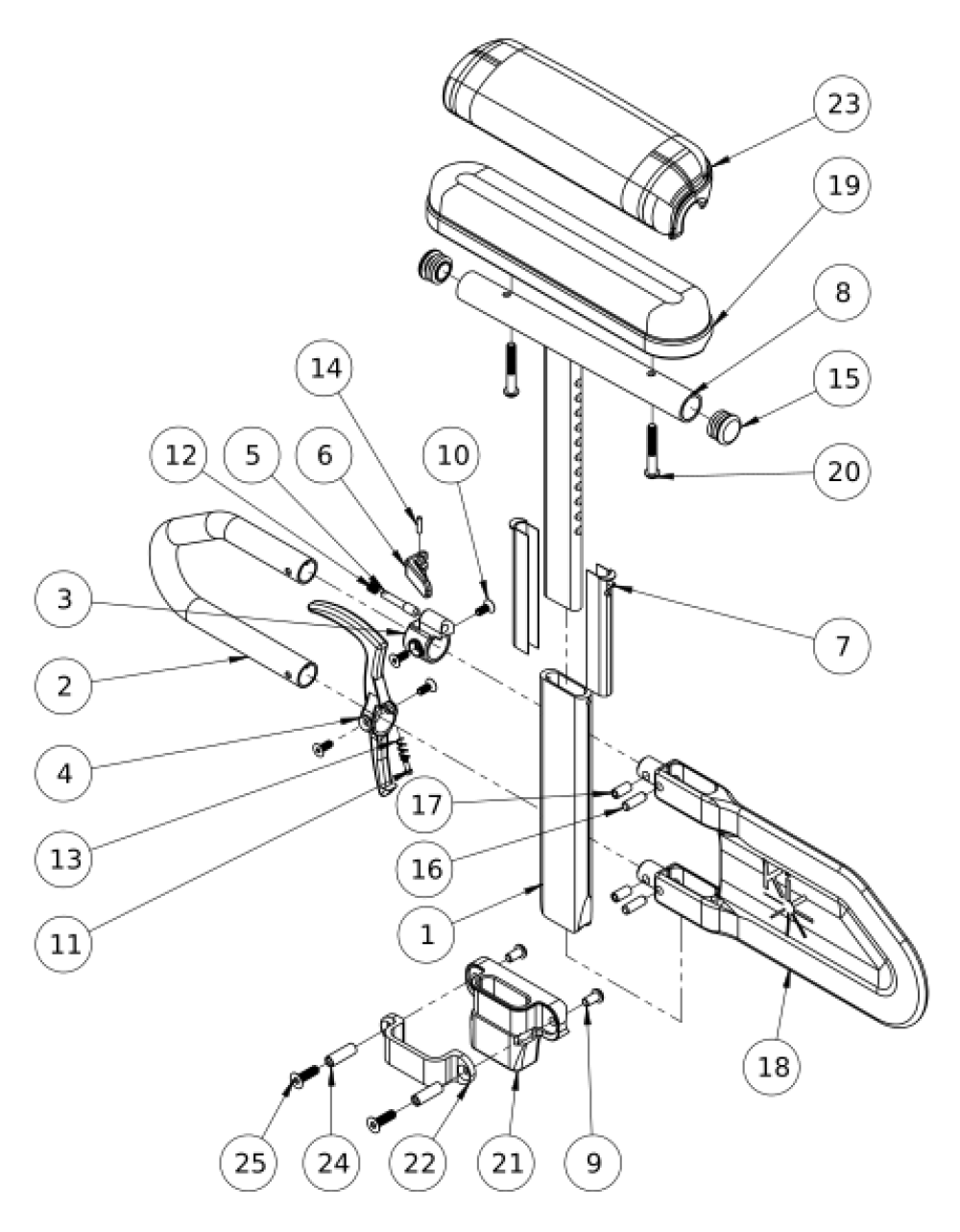 Spark Height Adjustable T-arm parts diagram