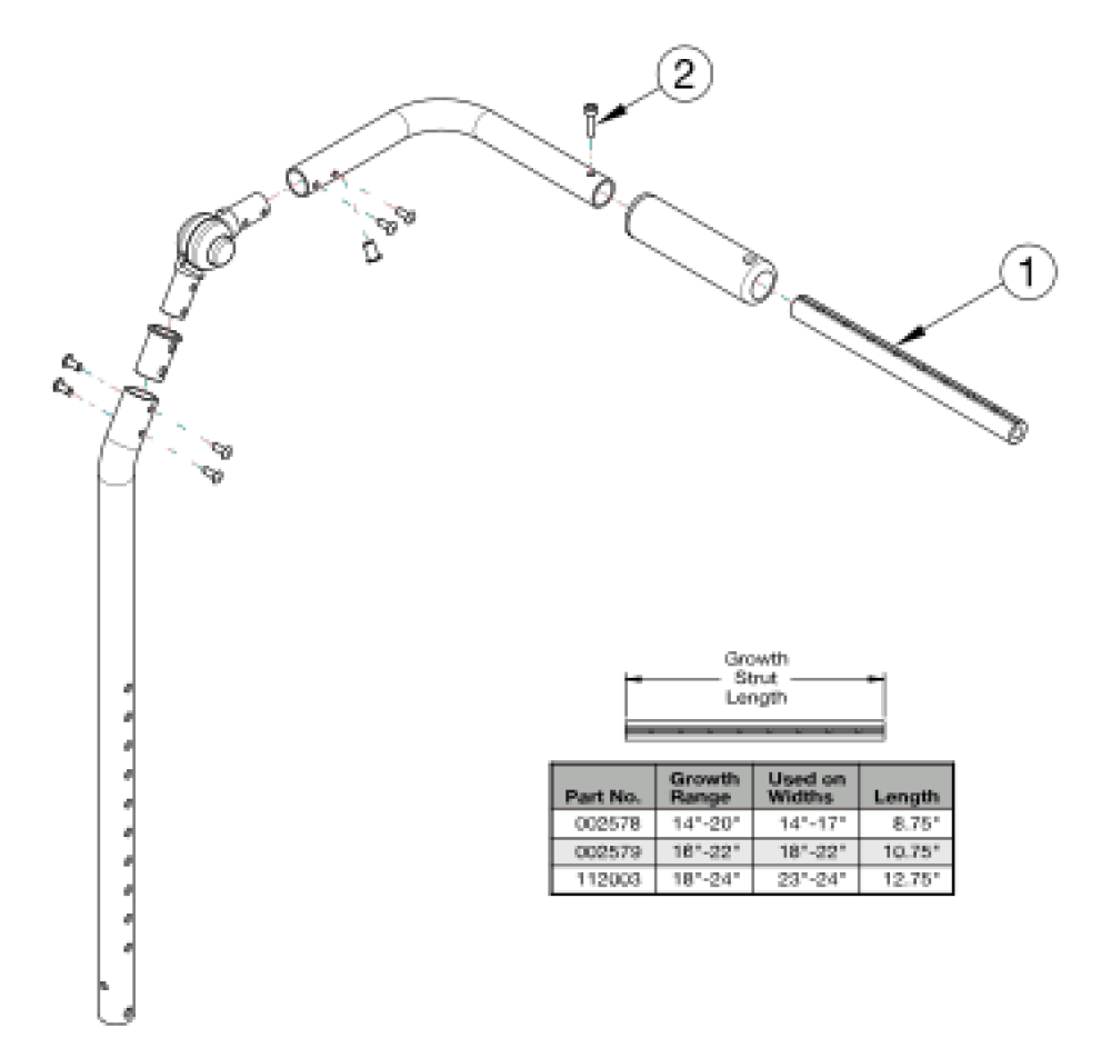 Focus Cr Fixed Height With Adjustable Handle Backrest - Growth parts diagram