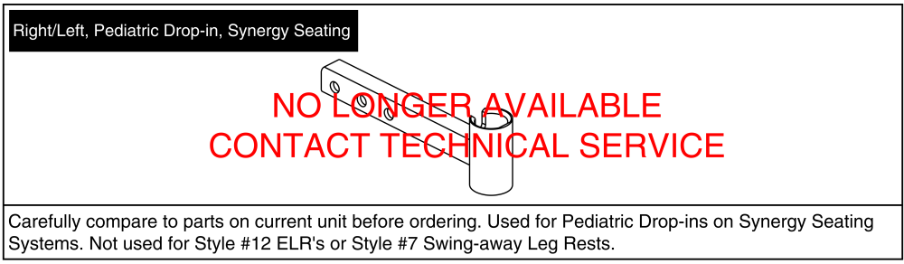 Legrest Hanger - Pediatric Drop-in For Synergy & Tru-balance Seating parts diagram