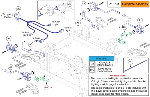 Q6 Edge 3 Base Mounted Lights, Tru-balance 4 parts diagram