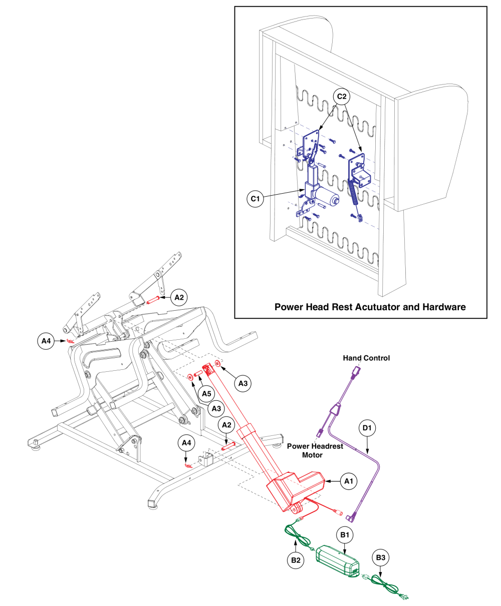 Motor,lift Chair,okin Emc, Power Headrest parts diagram