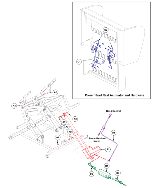 Motor,lift Chair,okin Emc, Power Headrest parts diagram
