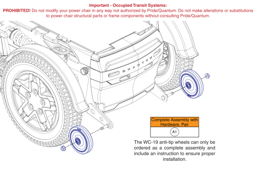 Anti-tip Wheels And Hardware, Wc-19, R-trak parts diagram