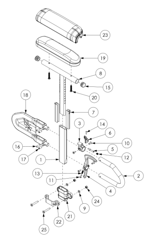 Liberty Height Adjustable T-arm parts diagram