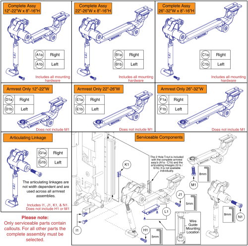 Version 3 Flip-back Armrests, Tru Balance® 3/4 parts diagram