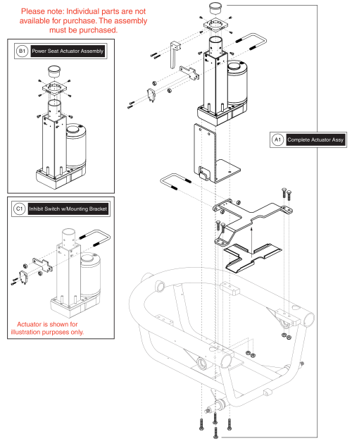 Universal, Friction Lock Power Seat Actuator Assy's parts diagram