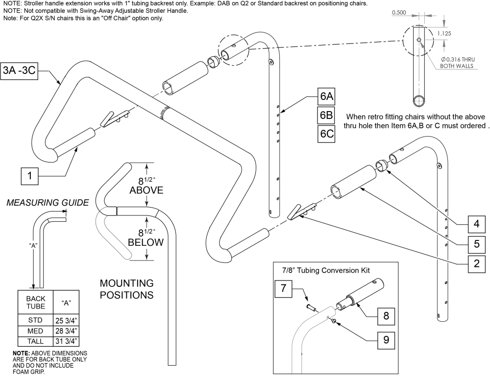 Stroller Handle Extension-removable parts diagram