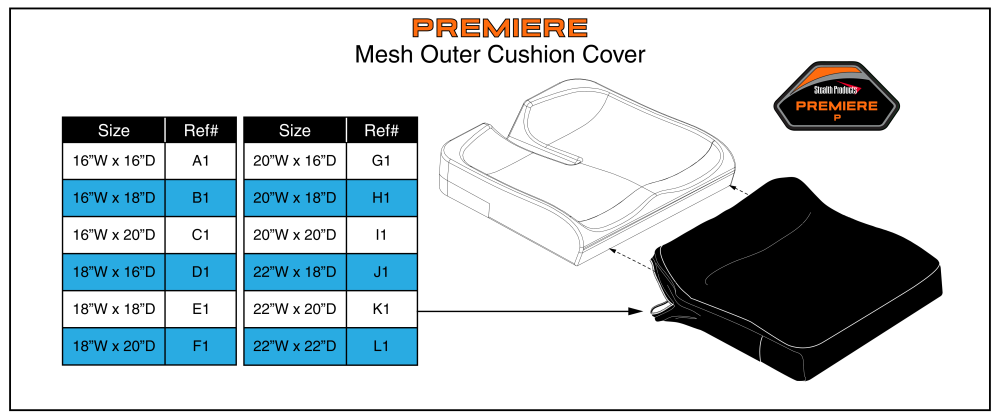 Outer Cover, Mesh - Stealth Premiere parts diagram