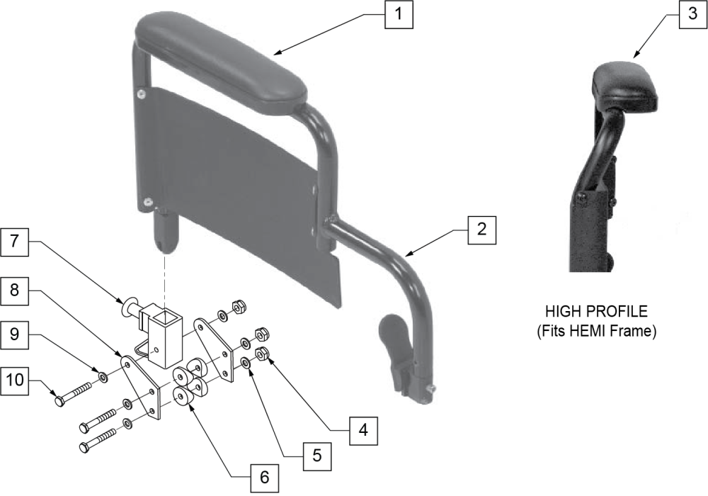 Flip-back Armrest Desk parts diagram