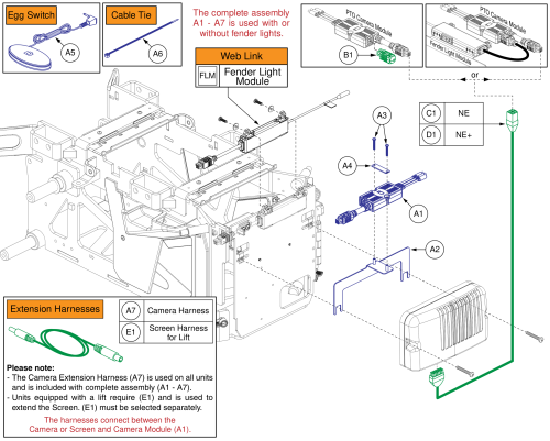 Pto Backup Camera Module, Ne / Ne+, Stretto parts diagram