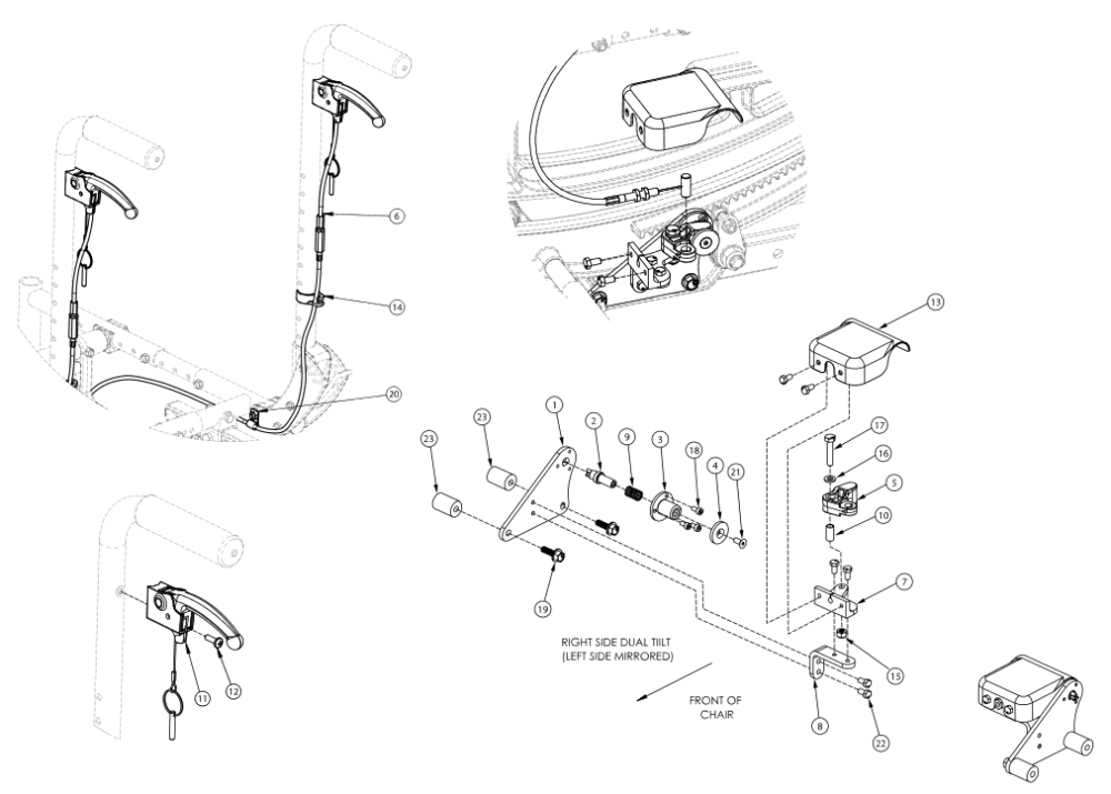 (discontinued 2) Focus Cr Dual Hand Tilt Mechanism Stroller Back parts diagram