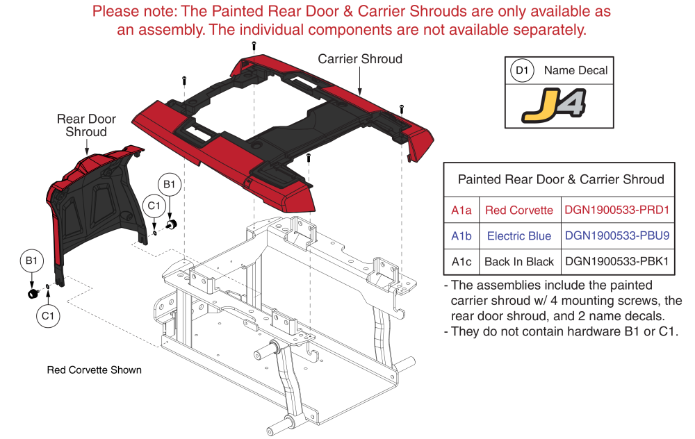 Main Carrier & Rear Shrouds, J4 parts diagram