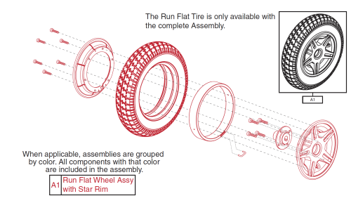 Run-flat Drive Wheel Assy, Elite Hd parts diagram