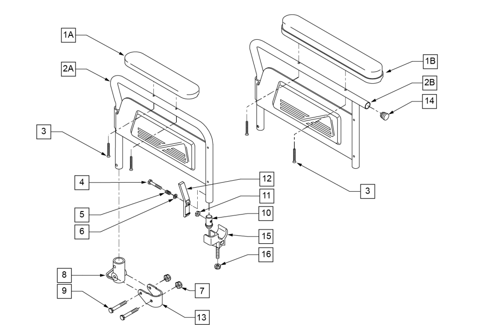 Flip Back Armrest parts diagram