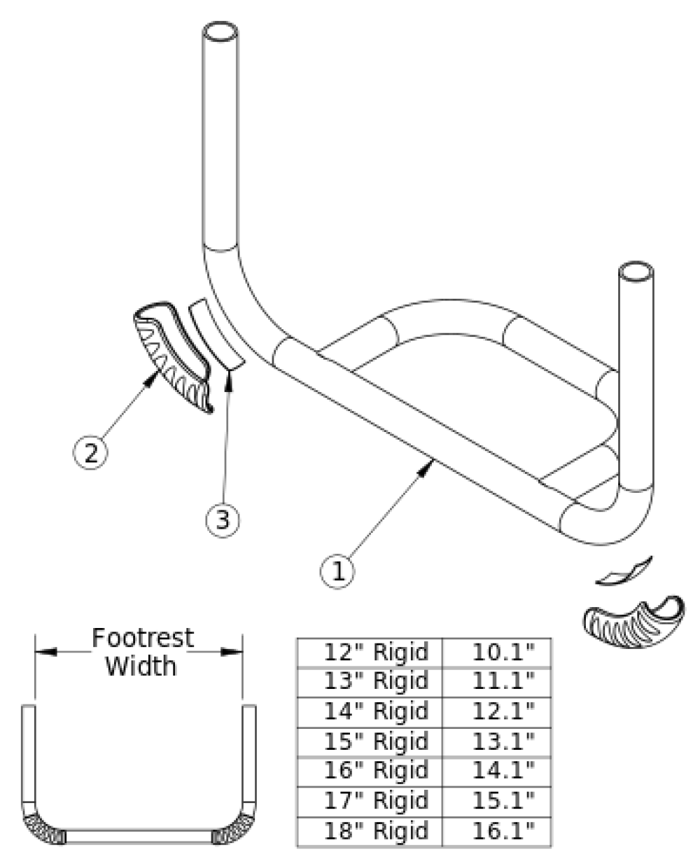 Rogue Xp Tubular Open Footrest parts diagram