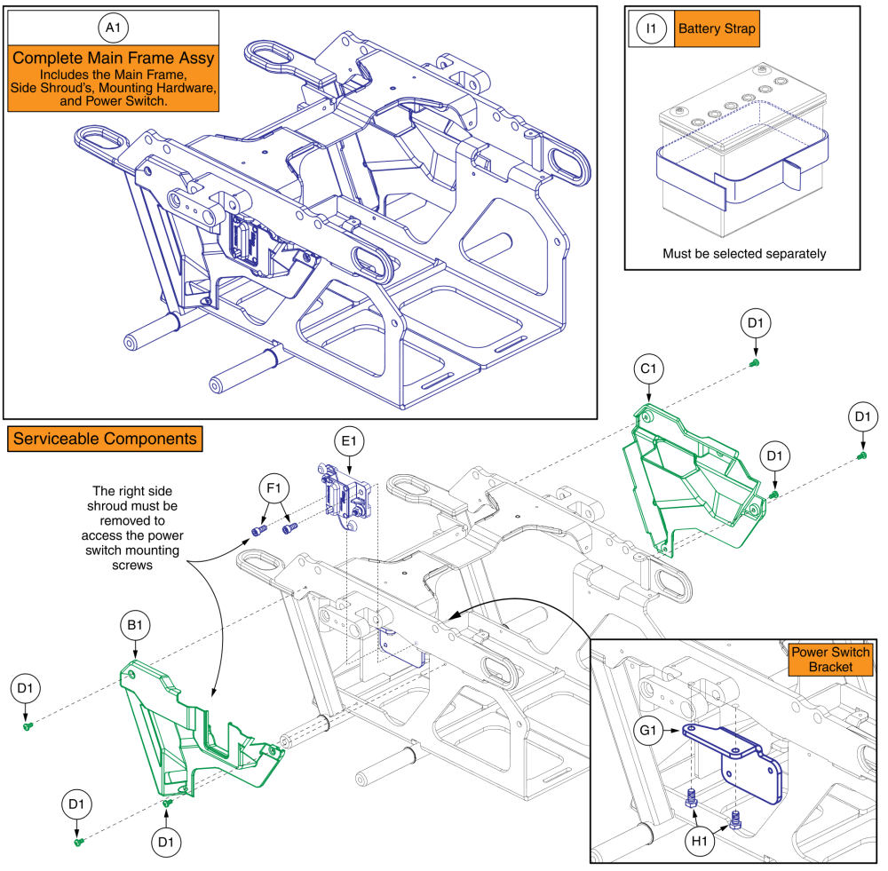 Main Frame Assembly, 4front 2 parts diagram