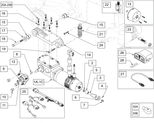 Suretrac Motor & Motor Mount Qm-series After S/n Prefix Qm710a, Qm715a & Qm720a parts diagram