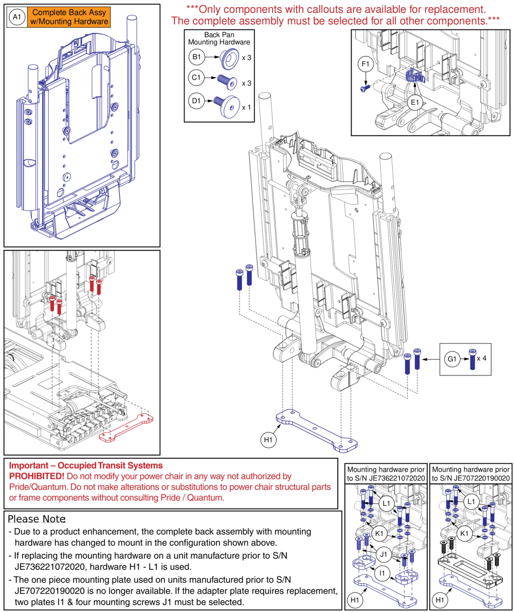 Static Back Assy, Reac Lift, Tb3 Redesigned Back, Wc19 parts diagram