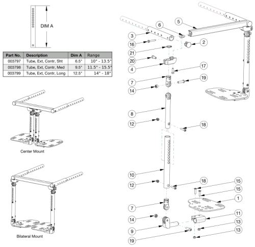 Contracture Footrest parts diagram