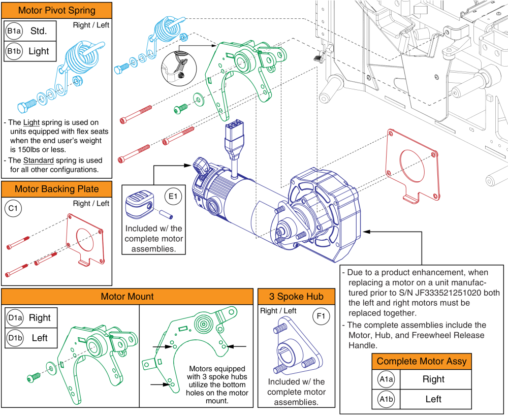 Drive Motor, 3 Spoke Hub, Curtis, Q6 Edge 3 Stretto parts diagram