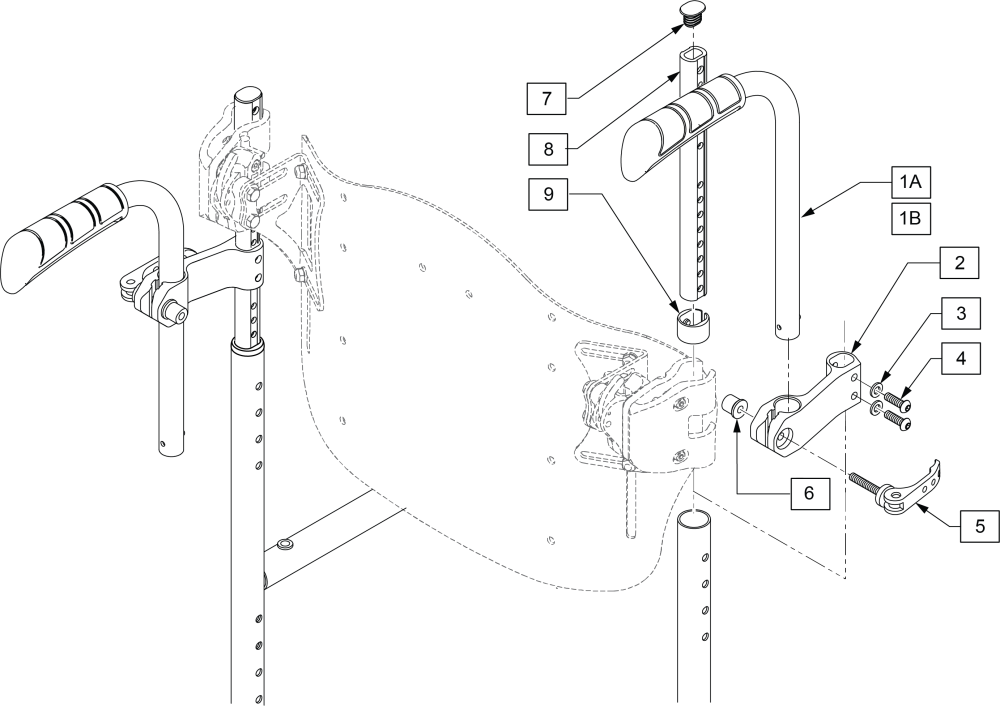 Telescoping Push Handles For Jay Back parts diagram