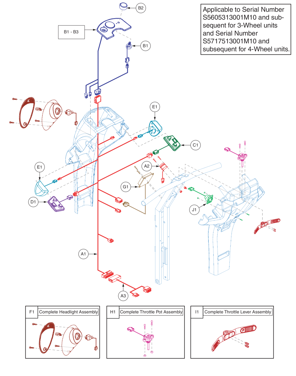 Console, Version 3, S5605313001m10 - Subsequent parts diagram