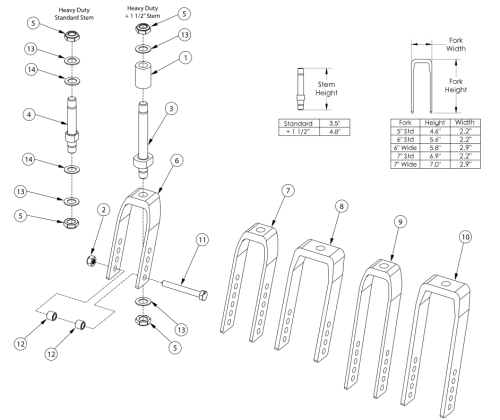 Catalyst Heavy Duty Caster Forks And Stems parts diagram
