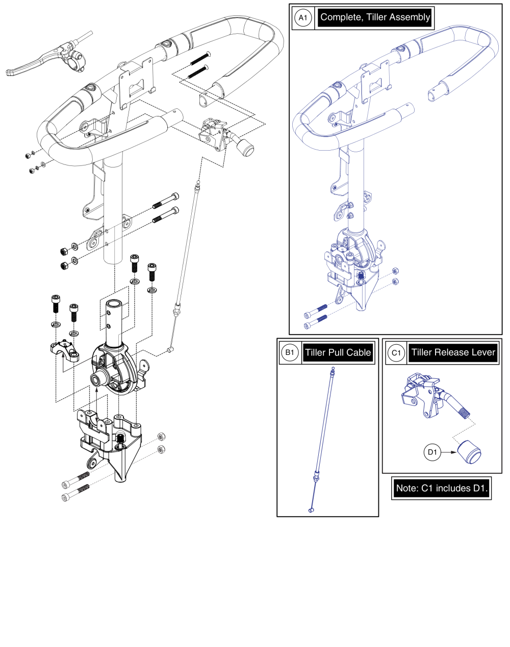 Tiller Assembly parts diagram