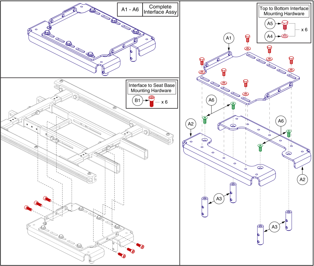 Static Seat Interface, Tb3 Seating, J6 parts diagram