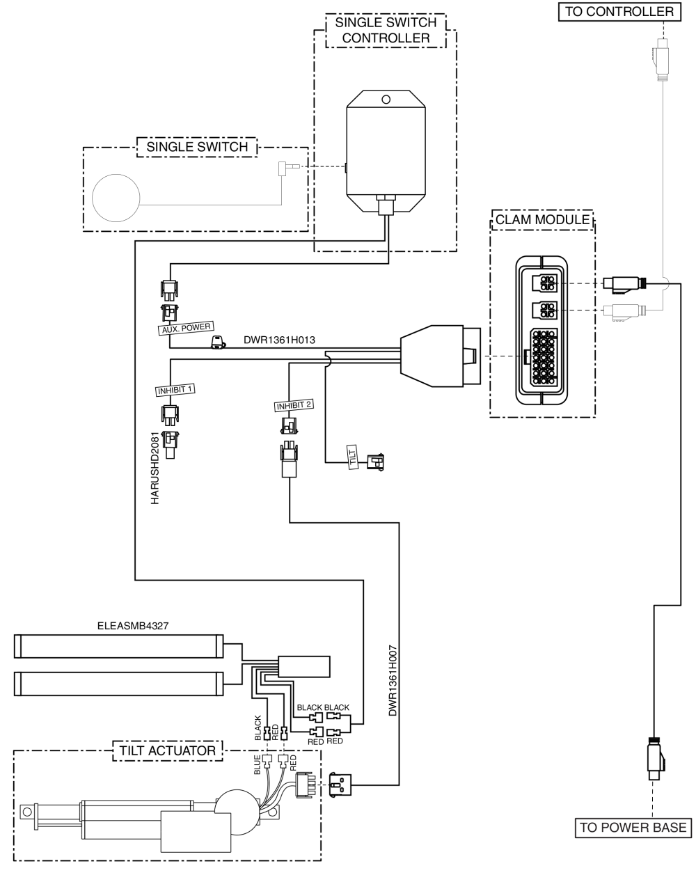 Electrical Diagram - Tilt Thru Single Switch, Dynamic parts diagram