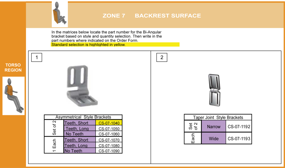 Cs-07-back Step 1a Bi-angular Bracket Selections -curved Base parts diagram