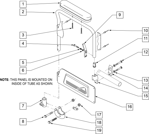 Flip-back Armrest parts diagram