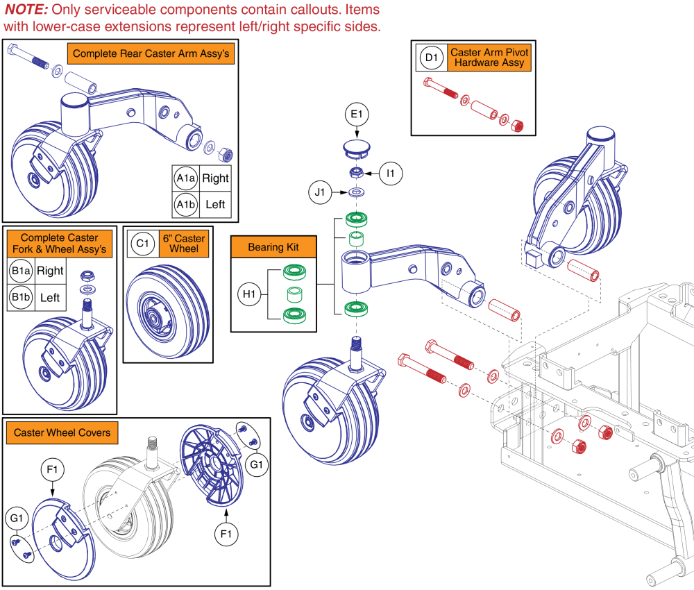 Rear Caster Arms, Q6 Edge 3 parts diagram