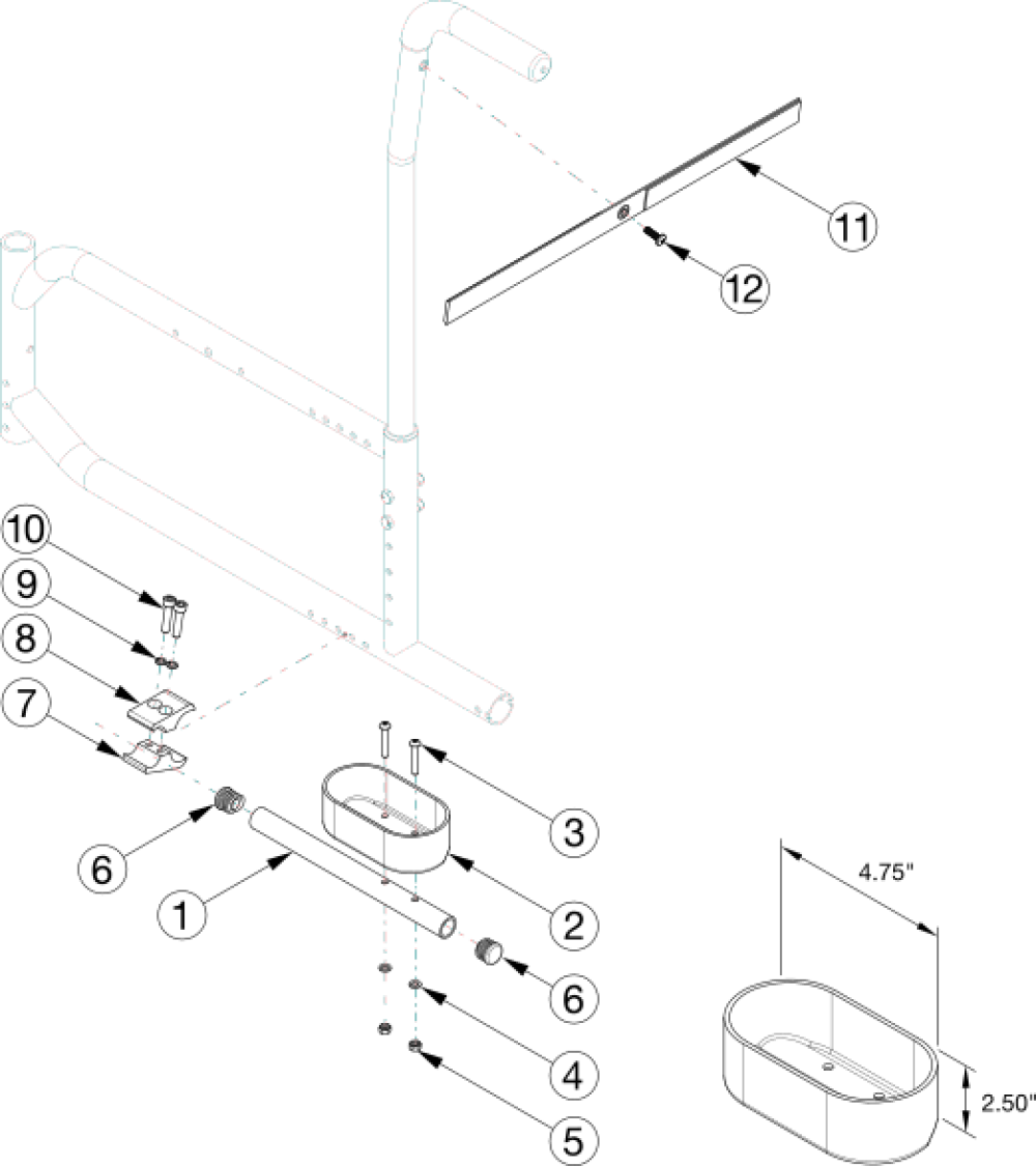 Catalyst E Cane And Crutch Holder parts diagram