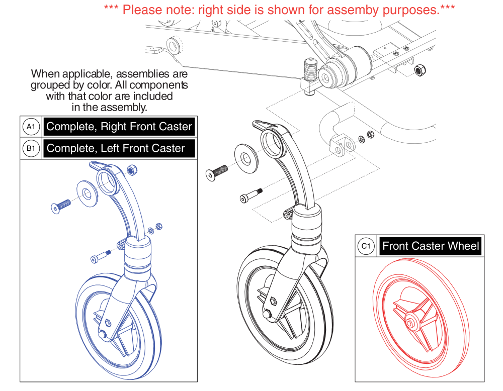 Front Caster Assy, Jazzy Passport / I-go+ parts diagram