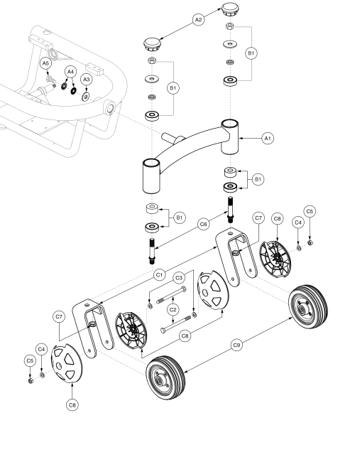 Articulating Beam Assembly.  (s/n J7408607001s10 And Sub. Retrofits All Previous Generations.) Jazzy 610 parts diagram