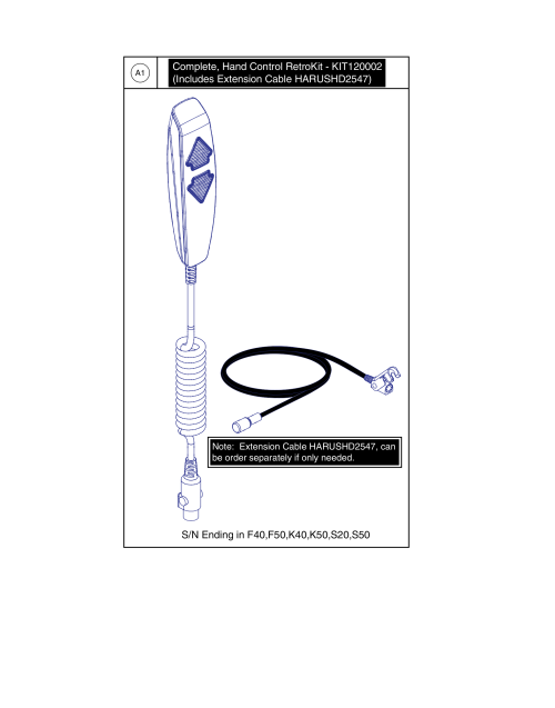 Kit120002, Lighted Push Button Hand Control parts diagram