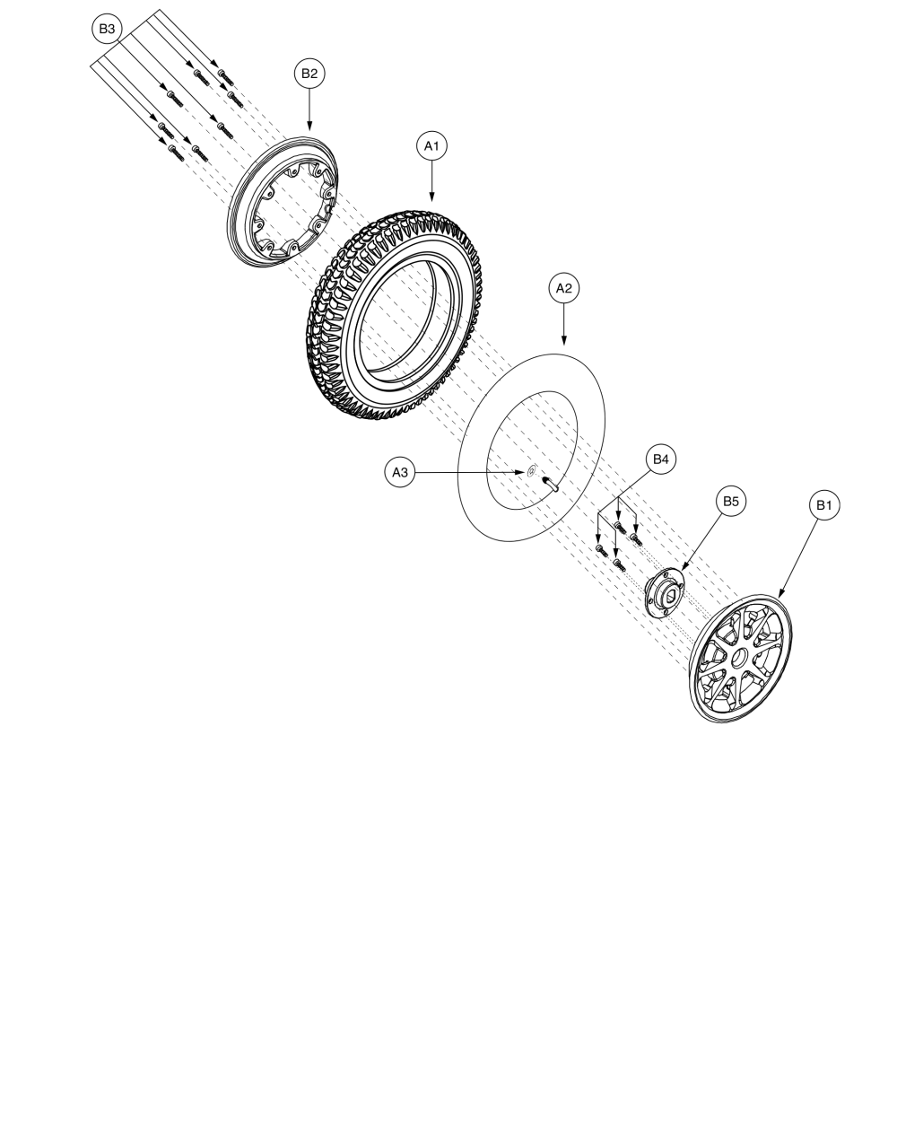 Pneumatic, Wheel Assembly, Jazzy 1170 Series parts diagram