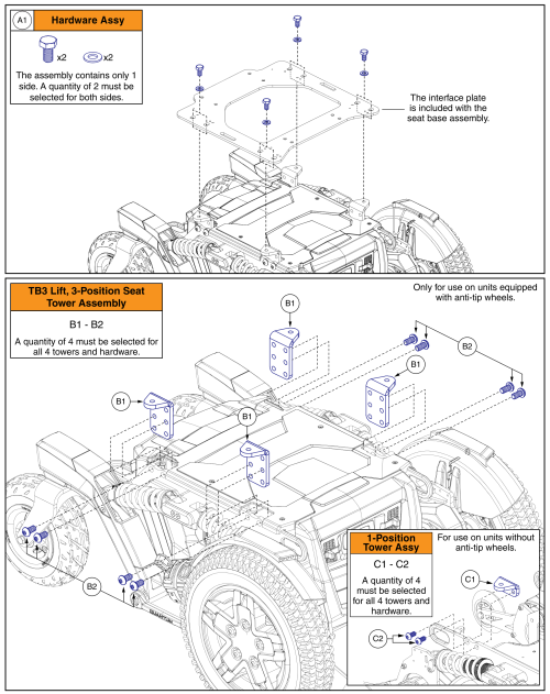 Reac Lift Seat Towers, 4front Series parts diagram