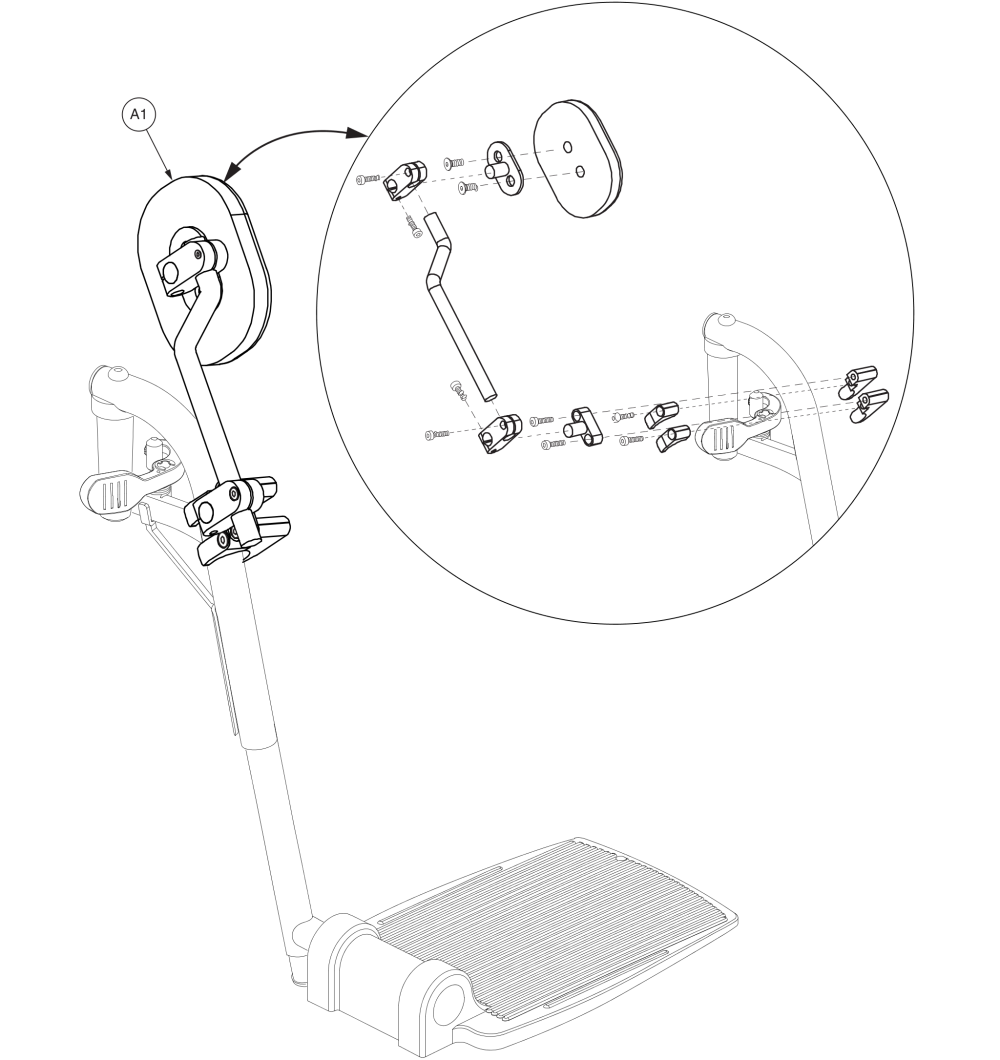 Style #7 Swing-away Legrest Knee Adductor parts diagram