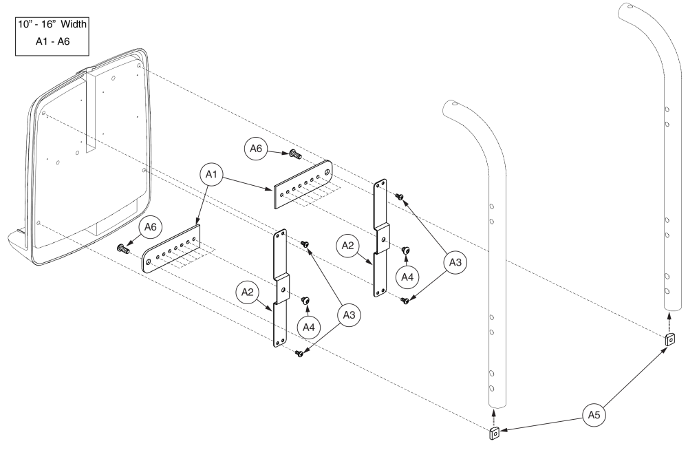 Electronics Mount - Pediatric Size Compact Brackets, Flush parts diagram