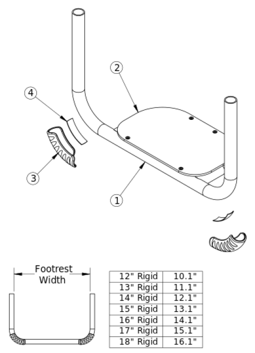Rigid Tubular Footrest With Abs Cover parts diagram